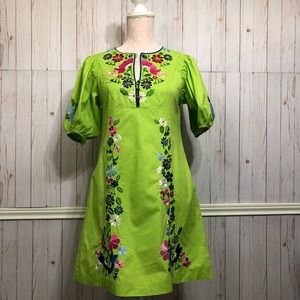 Nanette Lepore Lime green Floral embroidered dress